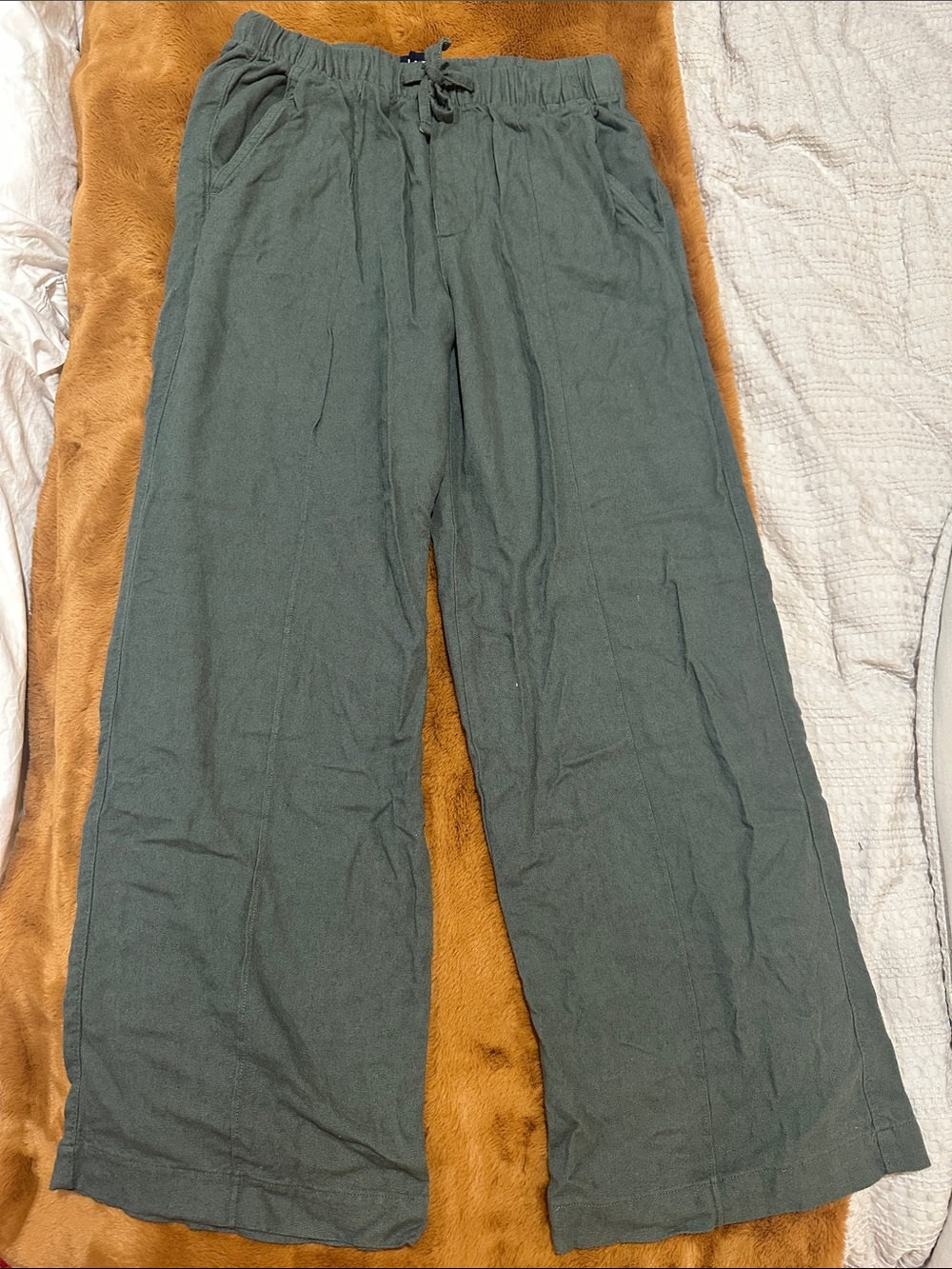 GAP Sage Green Wide-Leg Drawstring Pants